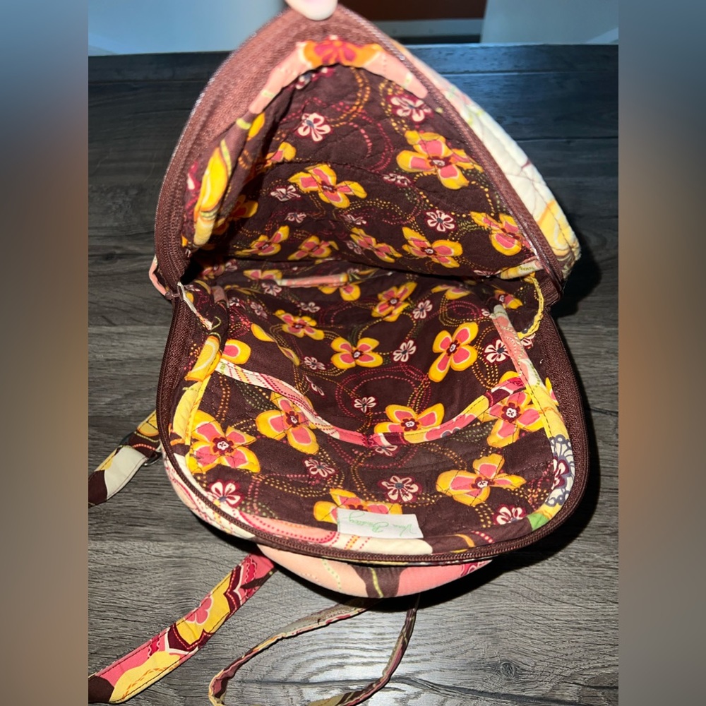 Vera Bradley Butternut Floral Quilted Backpack Boho Pink Yellow Brown Bag - Picture 4 of 8